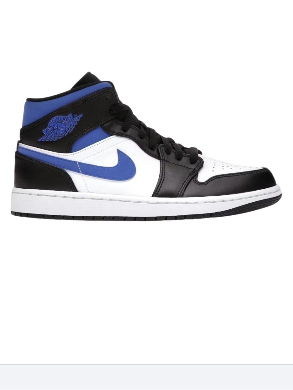Jordan 1 Mid Black White Racer Blue Men's Sneakers 10.5